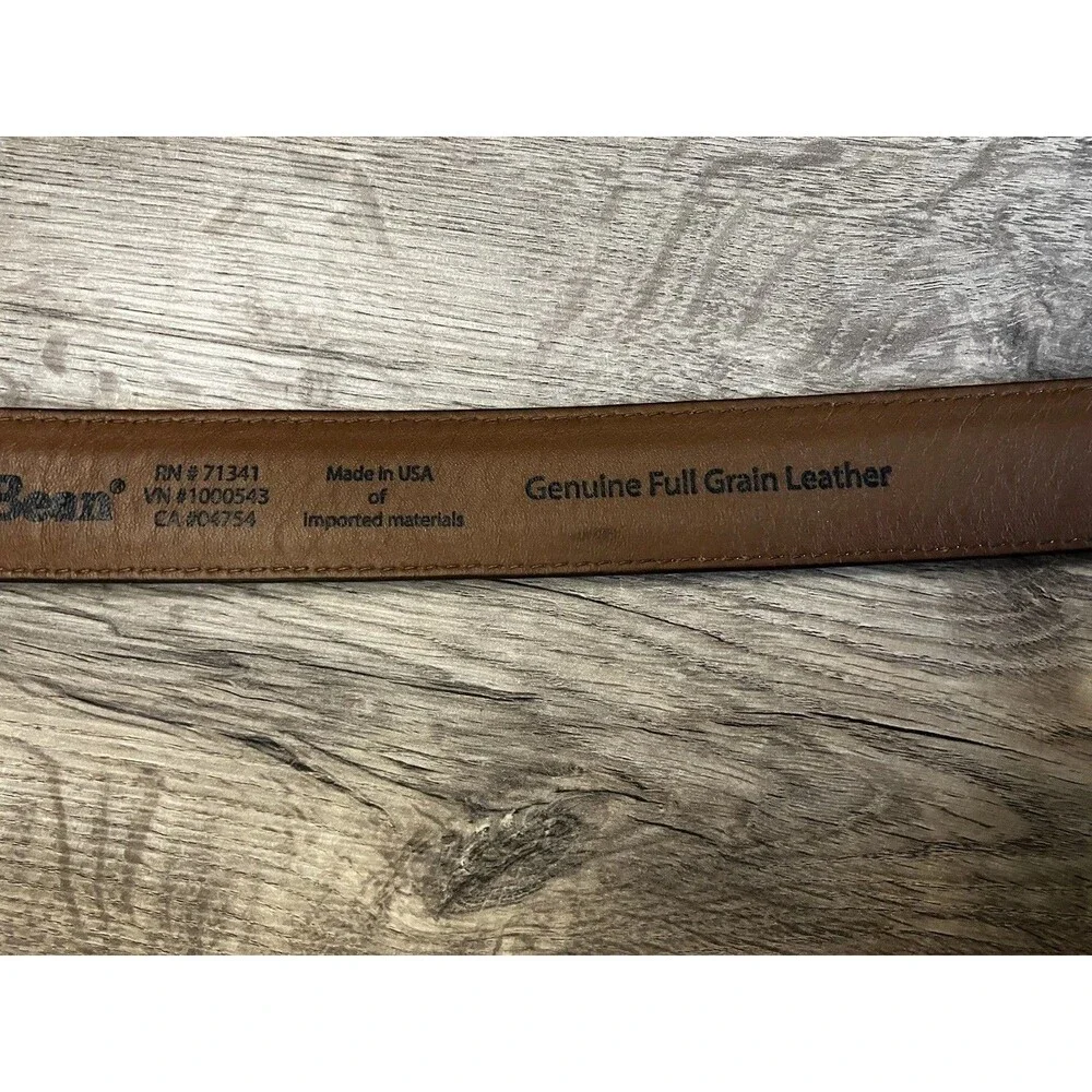L.L. Bean Dark Brown Full Grain Leather Dress Belt 48 Made In USA